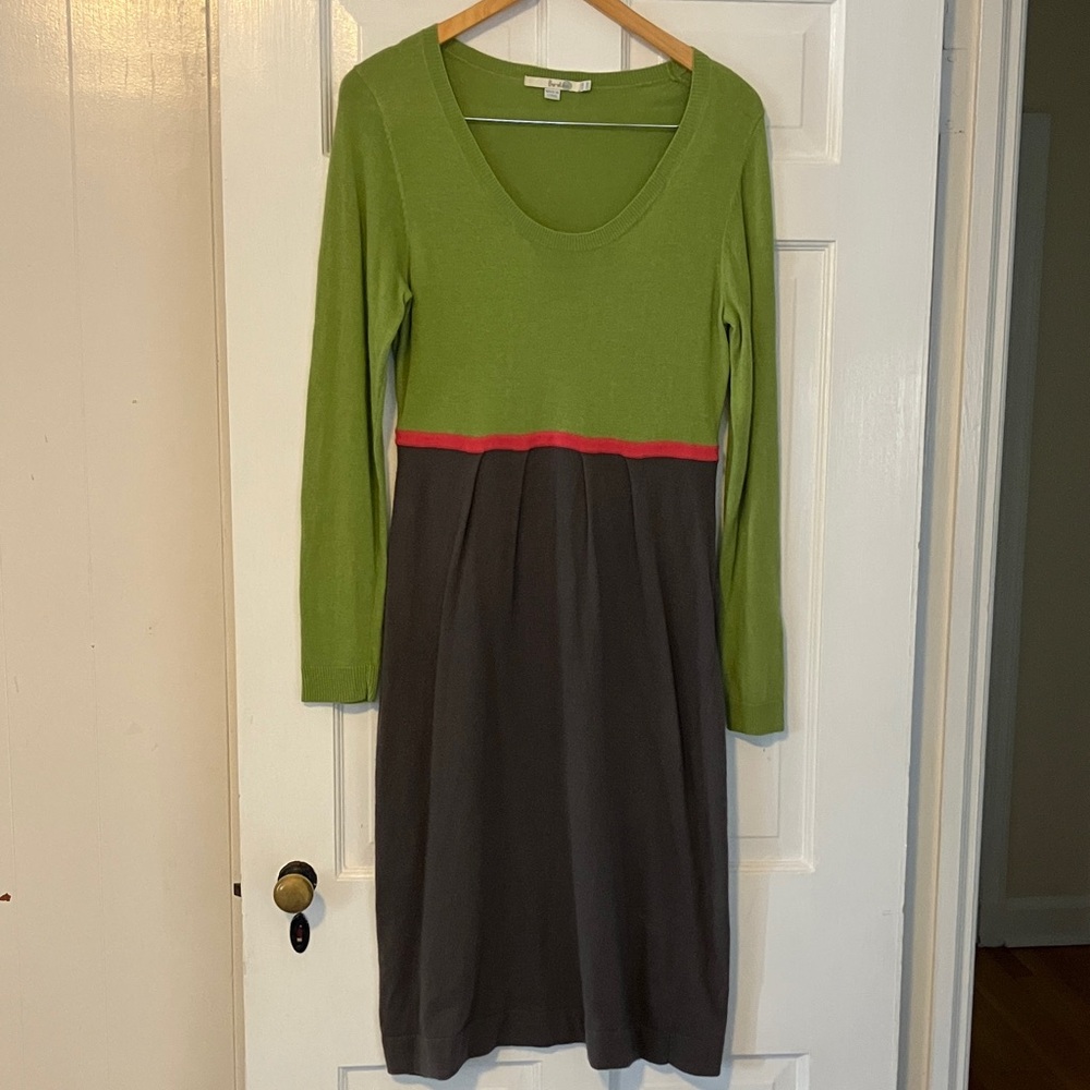 Boden Green and Gray color block sweater dress